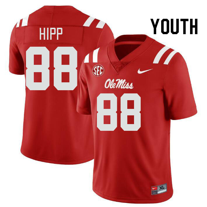Youth #88 Dillon Hipp Ole Miss Rebels College Football Jerseys Stitched-Red